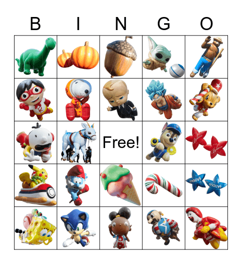 Thanksgiving Day Parade Bingo Card