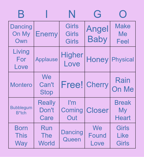 QSpeak Fall Musical Bingo Card