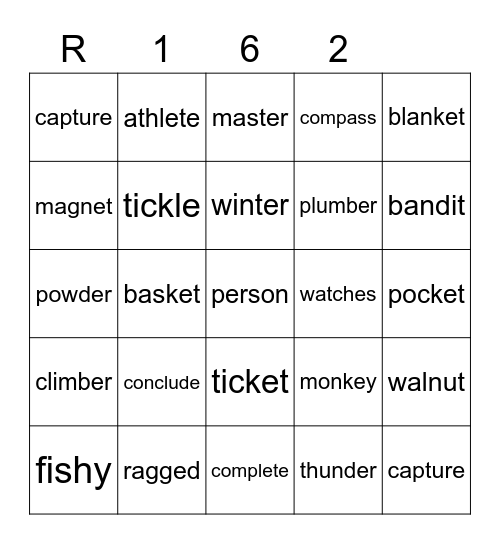Red 162 Bingo Card