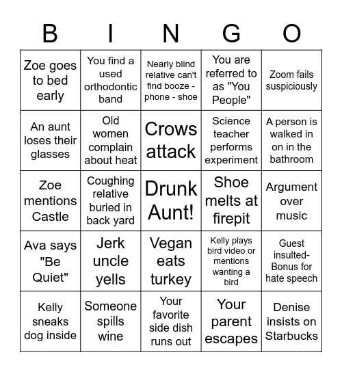 Thanksgiving Bingo Card
