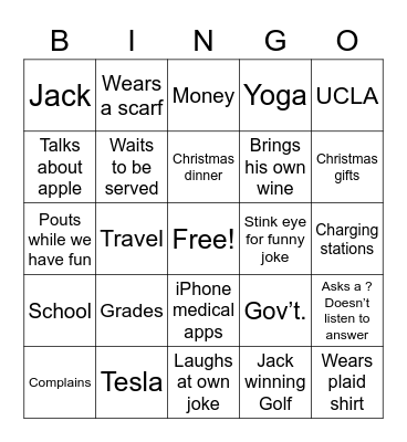 Papa Poopy Pants Bingo Card
