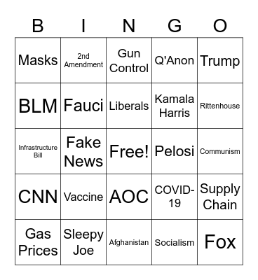Uncle Word Bingo Card