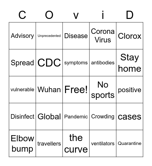 COVID BINGO Card