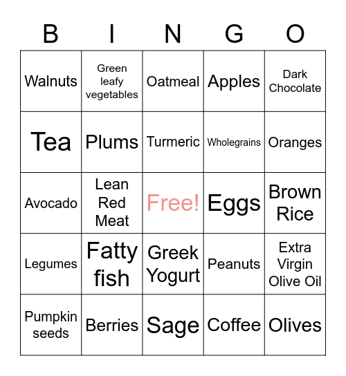 Brain Food! Bingo Card