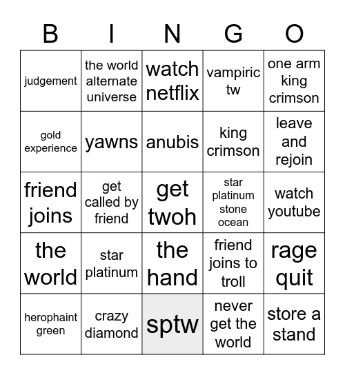 stands awekening bingo Card