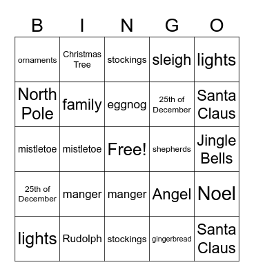 Christmas Bingo Card