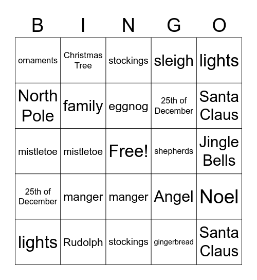 Christmas Bingo Card