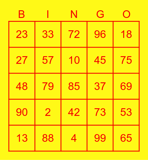 Lucky Bingo 3 Bingo Card