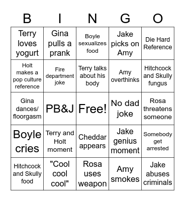 Brooklyn 99 Bingo Card