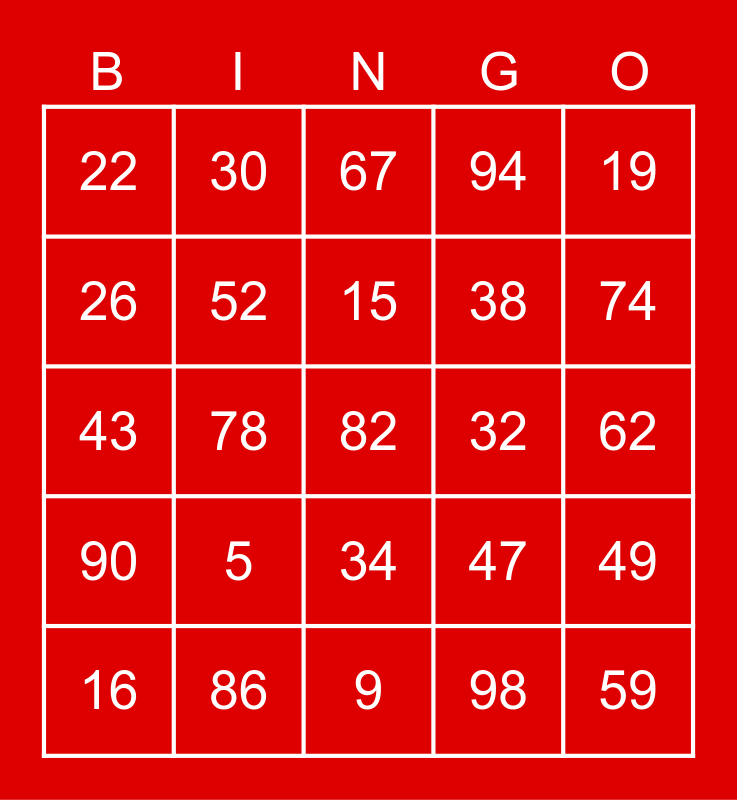 Lucky Bingo 1 Bingo Card