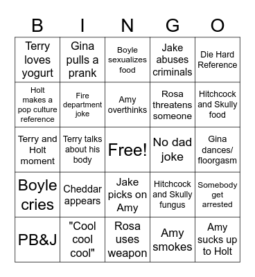 Brooklyn 99 Bingo Card