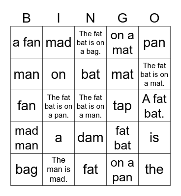 Dino Phonics Unit 1 Bingo Card