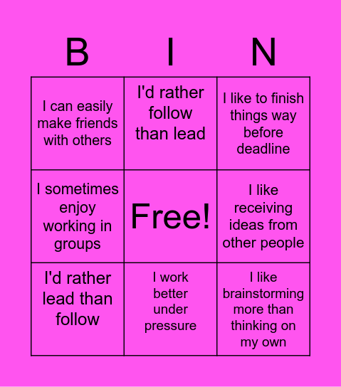 Build Us Up! Bingo Card
