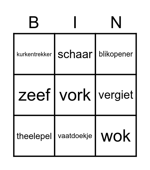 De Keuken Bingo Card