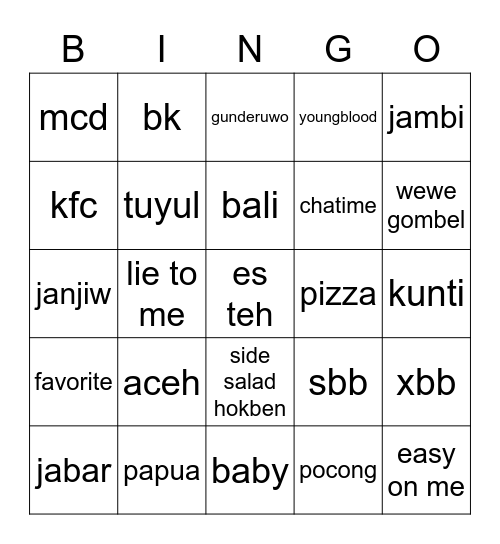 Untitled Bingo Card