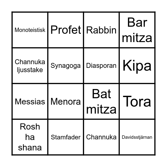 Judendomen Bingo Card