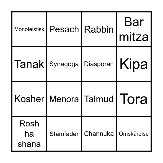 Judendomen Bingo Card