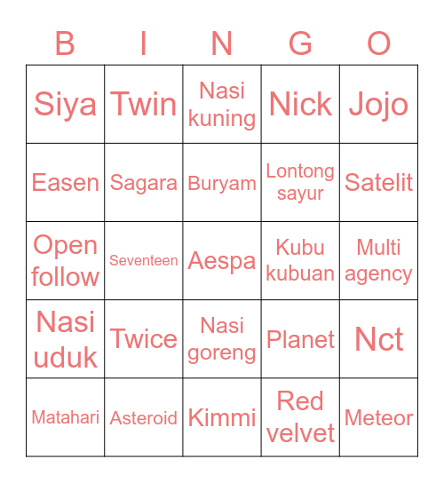@AST01MINJEONG Bingo Card
