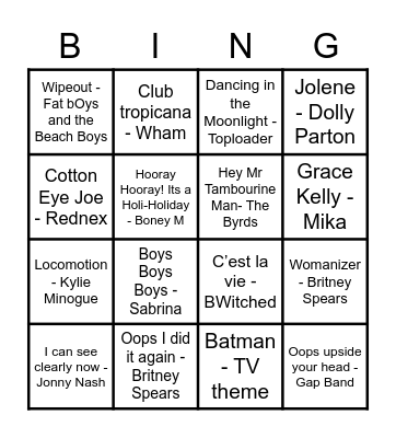 Professor and The Fool Rock'n'Roll Bingo Card