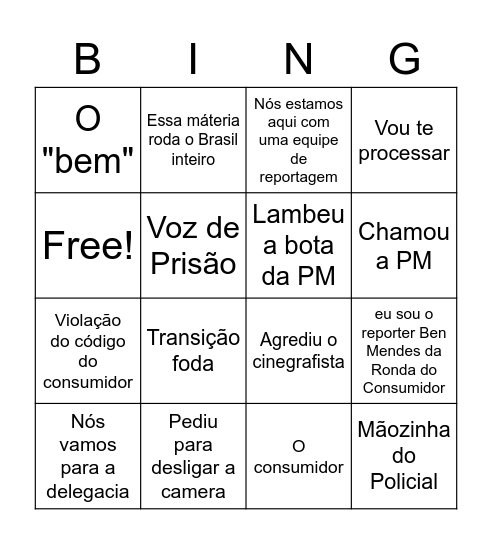 Bingo da Ronda do Consumidor Bingo Card