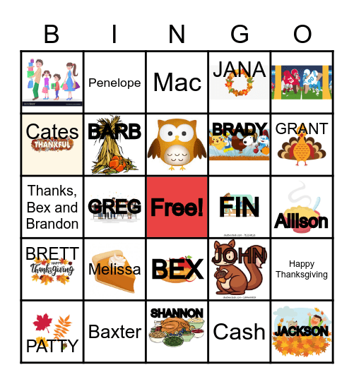 Thanksgiving Bingo Card