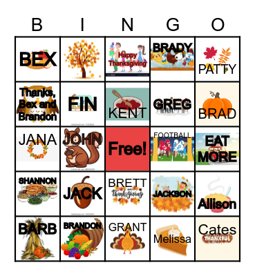 Thanksgiving Bingo Card