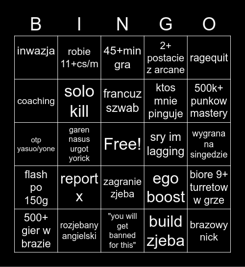 bronz bingo Card