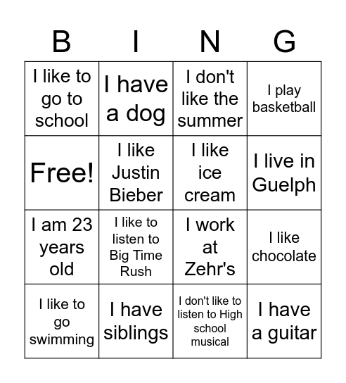 Untitled Bingo Card