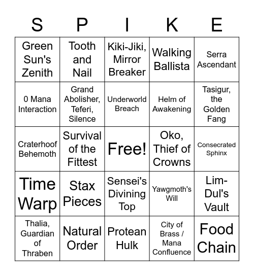 Nitpicking Nerds Spike Bingo Card