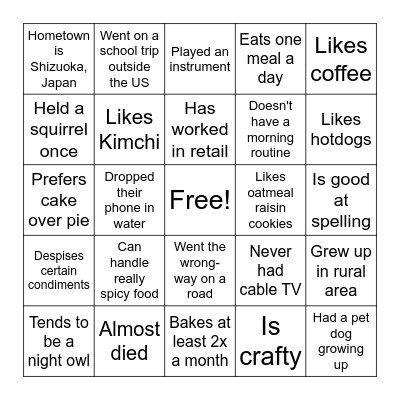 Thanksgiving Bingo Card
