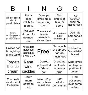 Burda Thanksgiving Bingo Card