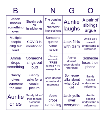 Thanksgiving Bingo Card