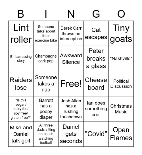 Barnett Thanksgiving Bingo Card