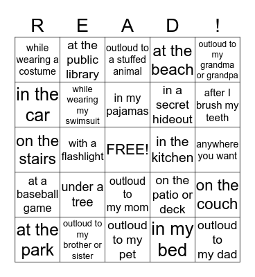Summer Reading Bingo Card
