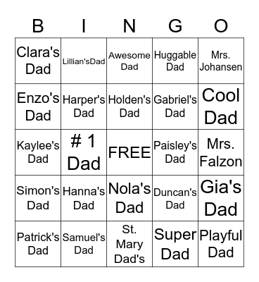 DAD'S DAY BINGO Card