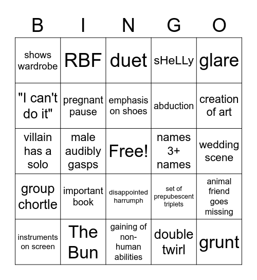 Barbie Bingo Card