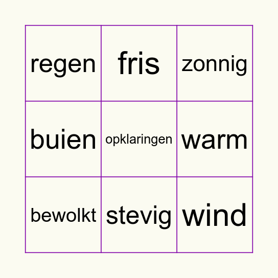 Het weerbericht Bingo Card
