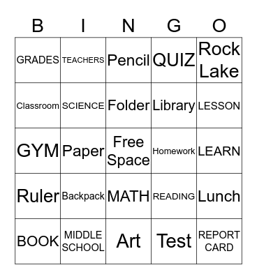 So Long 5th Grade! Bingo Card