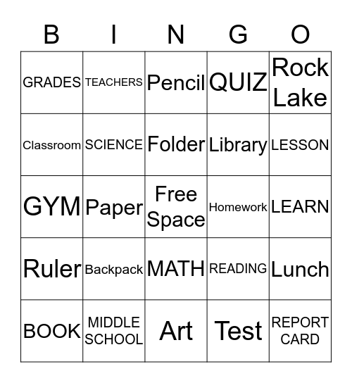 So Long 5th Grade! Bingo Card