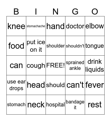 Review of Unit 8 Bingo Card