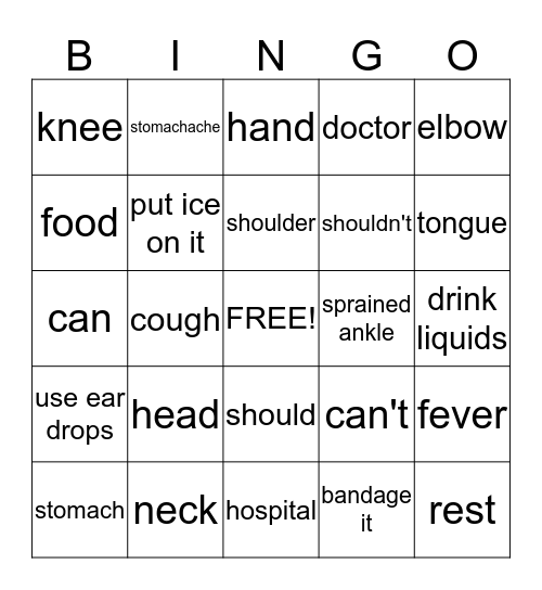 Review of Unit 8 Bingo Card