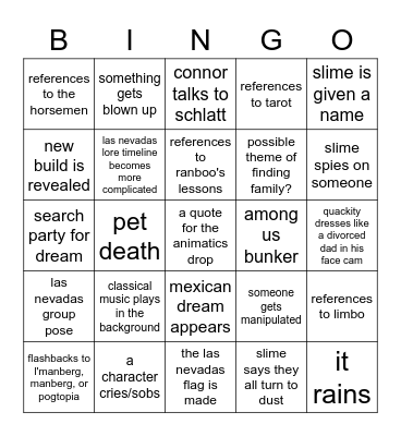 las nevadas: the final act bingo 2 Bingo Card