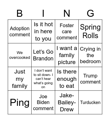 Thanksgiving Bingo Card