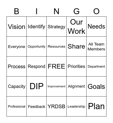 LD&E Department Plan BINGO Card