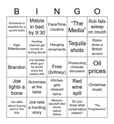 Steamboat Thanksgiving 21 Bingo Card