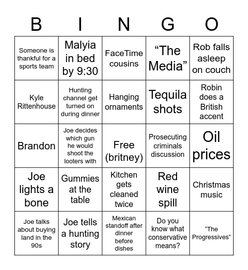 Steamboat Thanksgiving 21 Bingo Card