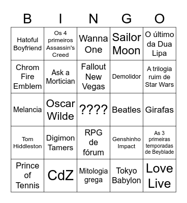 bingo dos hiperfoquinhos Bingo Card