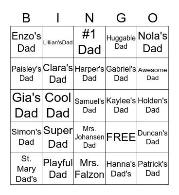DAD'S DAY BINGO Card