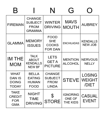 JULIE THANKSGIVING BINGO Card