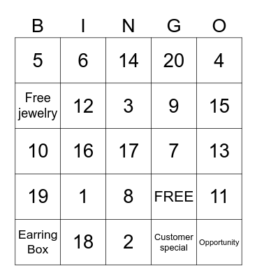 Blingo Bingo Card